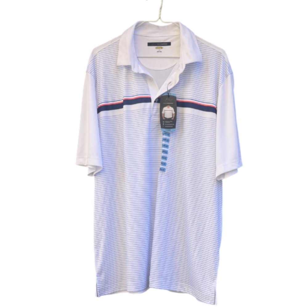 NWT Greg Norman Collection Play Dry Performance Golf Polo Size L UPF 30 White